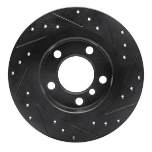 Mini Cooper Paceman Brake Rotor (1) - Rear Left - R1 Concepts - Drilled & Slotted - Black - `11-`16